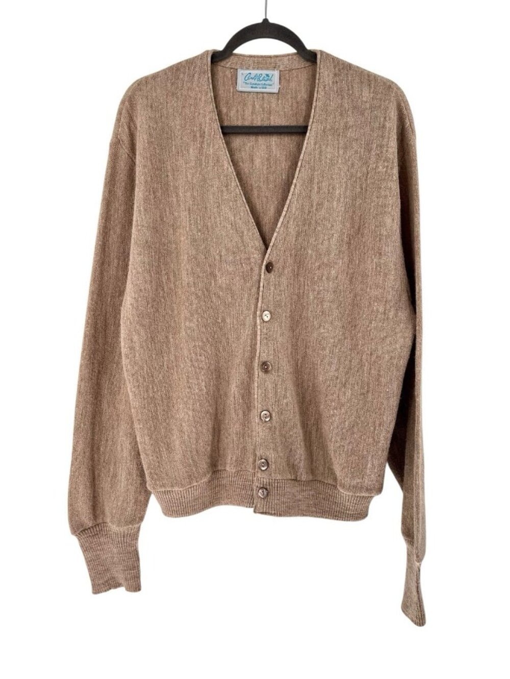 ARNOLD PALMER Men's Vintage Tan Signature Collection V-Neck Sweater Cardigan LAR